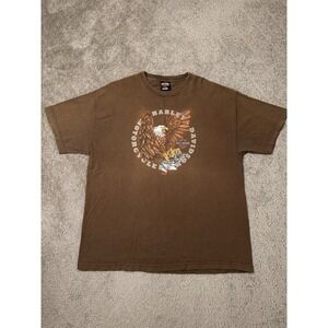 Vintage Mens 2003 Motorcycle Harley Davidson Brown Hamburg Y2K, Size XXL